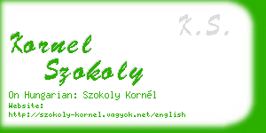 kornel szokoly business card